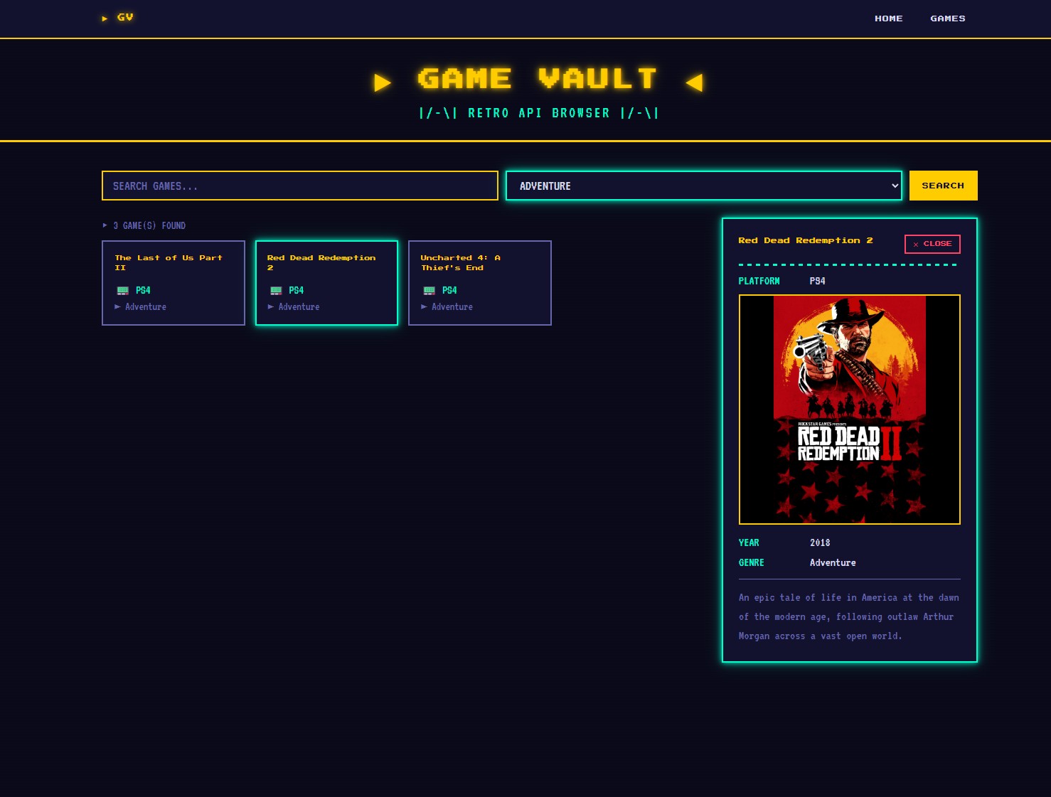 GameVault - Vue 3 & Laravel API detail